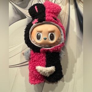 Pink And Black Bunny Labubu Outfit *doll Not Included*